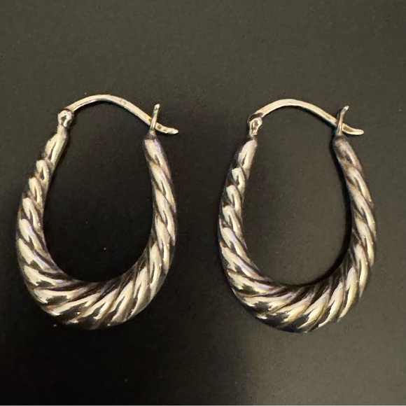 Vintage Sterling Silver Twisted Hoop Earrings